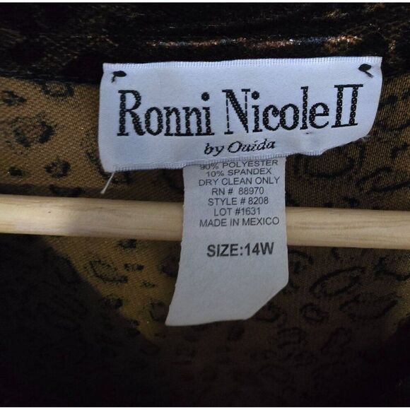 Ronni Nicole II Black & Leopard Print Velvet Long Button-Front Cardigan mob wife - Picture 5 of 9